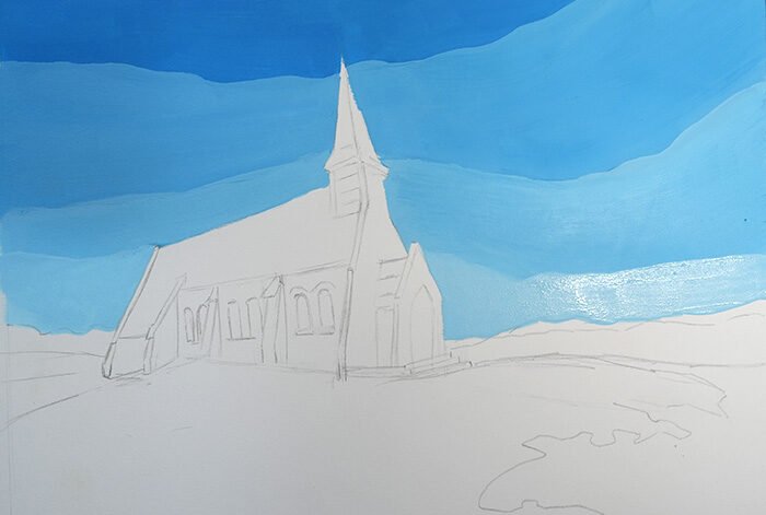 peindre des paysages minimalistes à la gouache