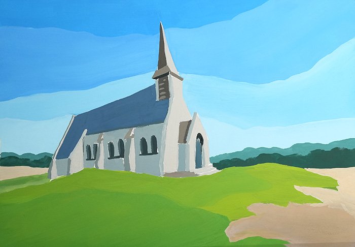 paysage simple à la gouache