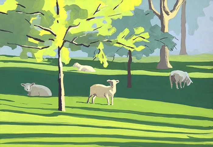 paysages minimalistes à la gouache