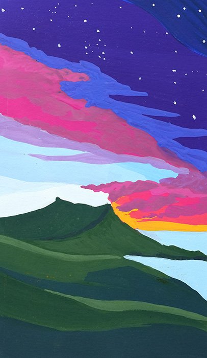 paysages minimalistes à la gouache