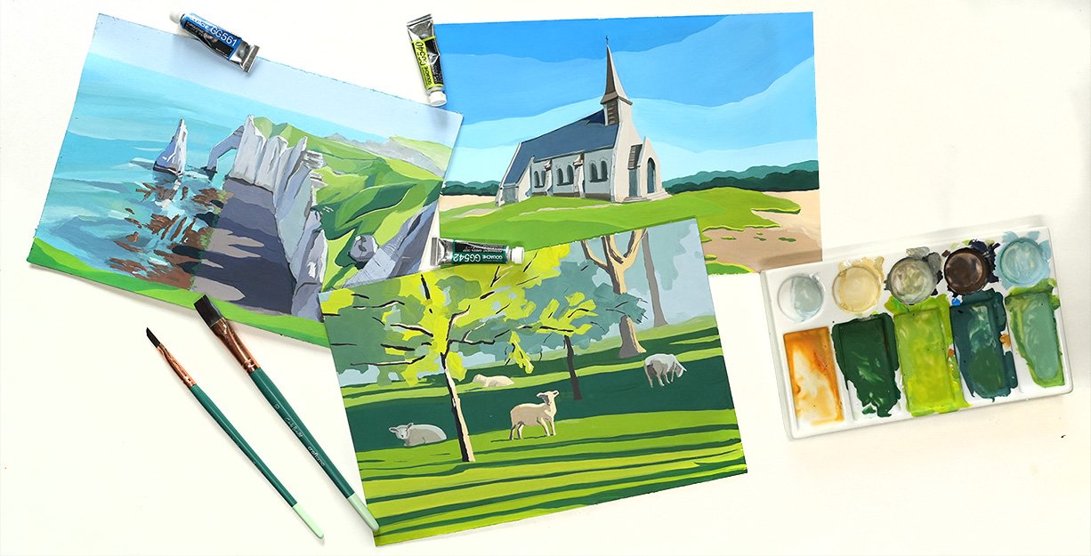 Peindre des paysages minimalistes à la gouache