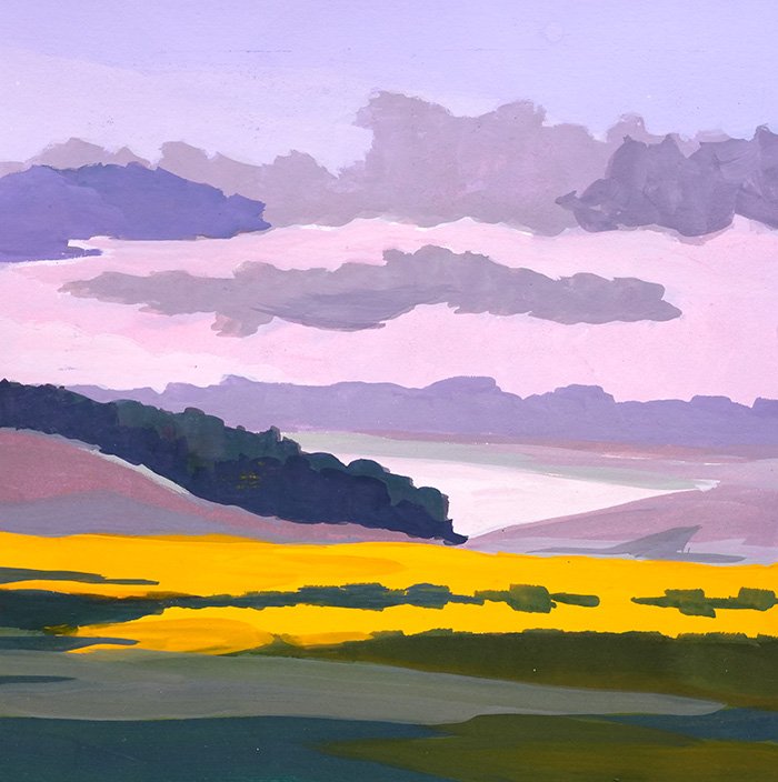 paysage minimaliste gouache